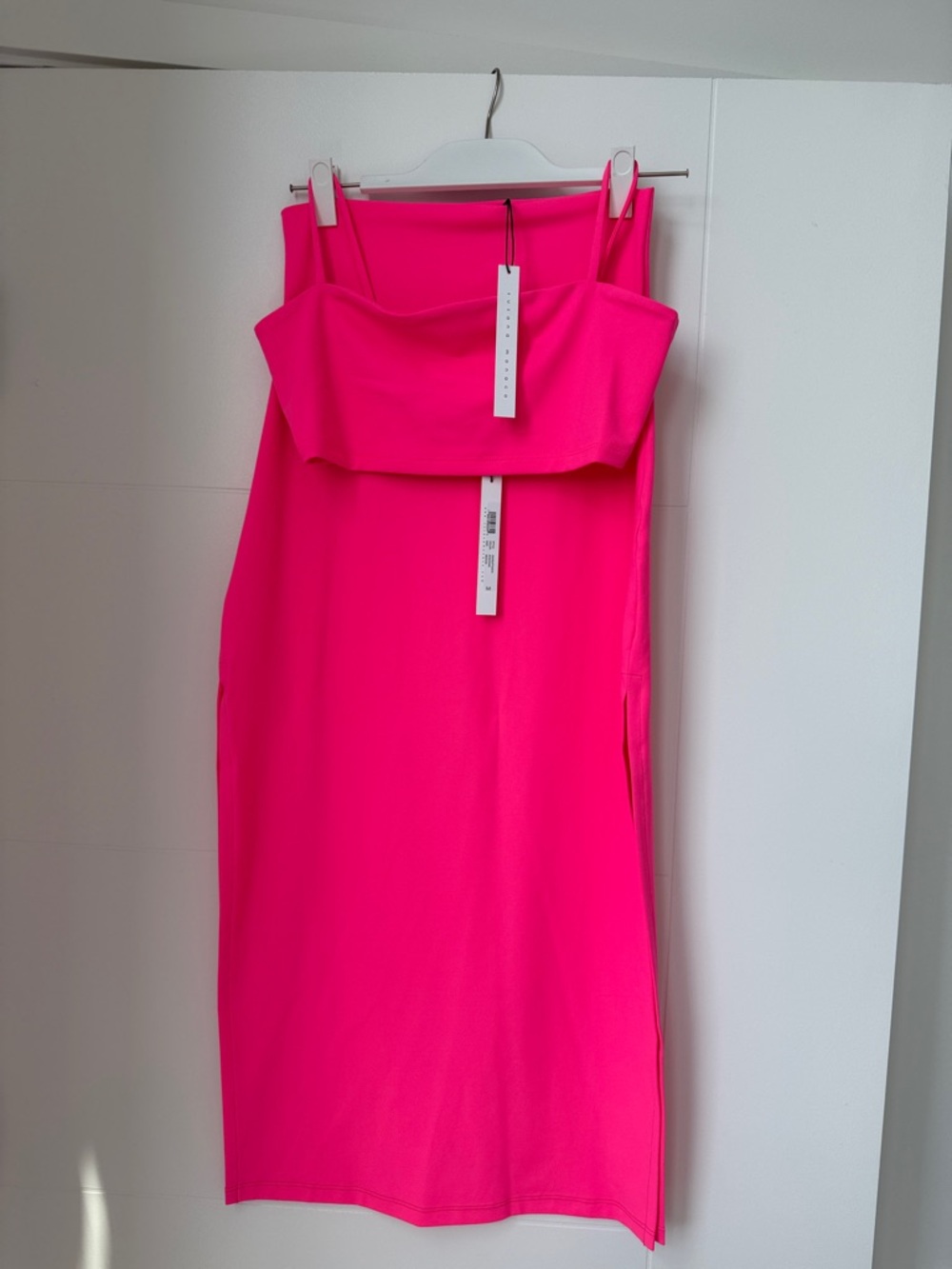 Susana Monaco Neon Shocking Pink Strapless Micro String Top & Skirt Set